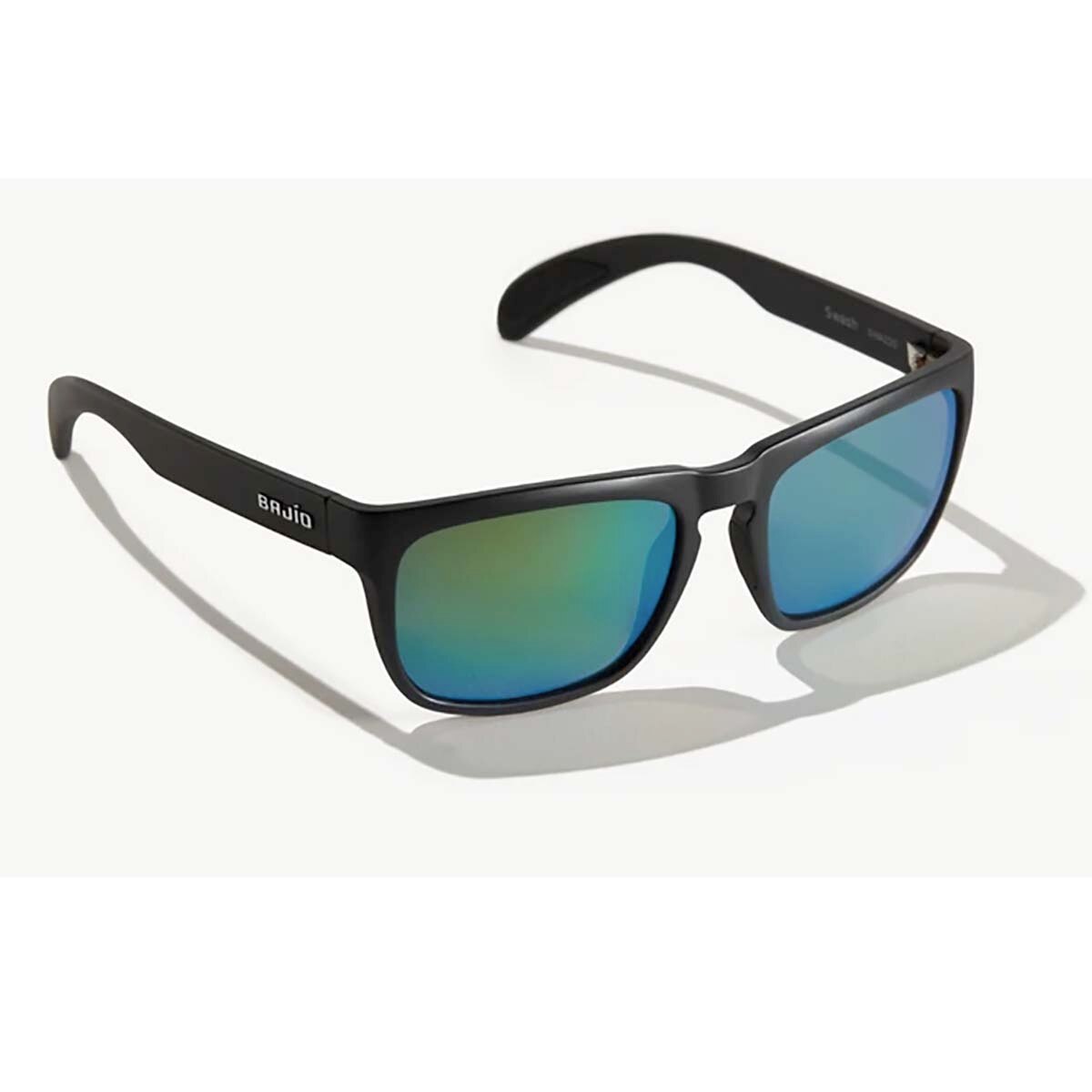 Bajio Swash Sunglasses Polarized in Black Matte with Green Glass